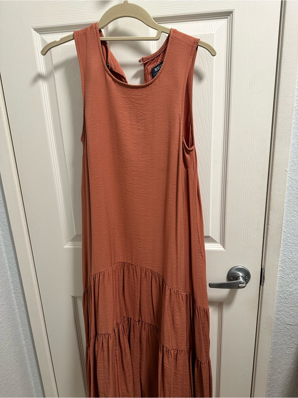 Anthropologie Terracotta Sleeveless Tiered Maxi Dress